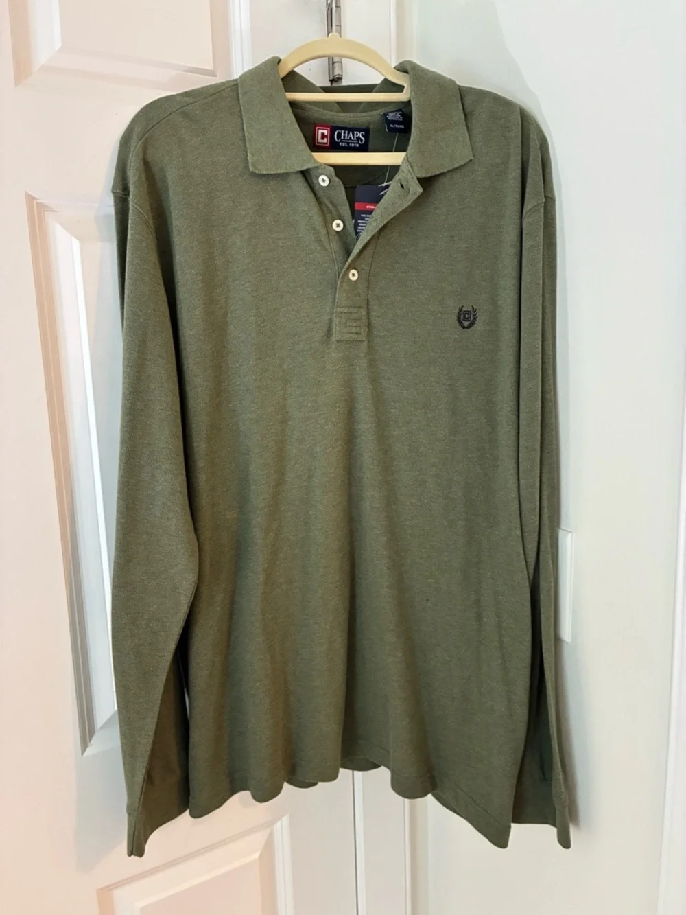NEW Ralph Lauren Chaps Olive Green Long Sleeve Polo Shirt XL